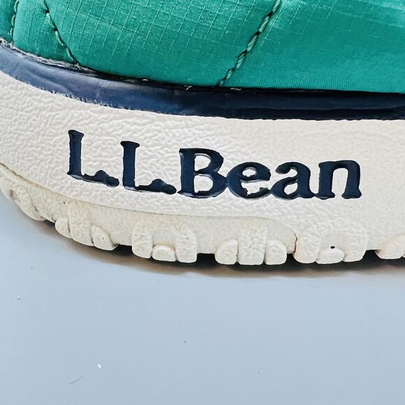 LL Bean Shoes Mens 11 Gray Green Quilted Nylon Slip On House Slippers Comfort main image 4